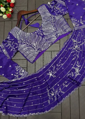 Indowestern Embroidery Sequence Work Fancy Lehenga Choli