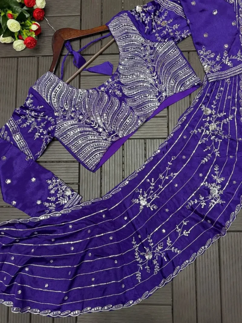 Indowestern Embroidery Sequence Work Fancy Lehenga Choli