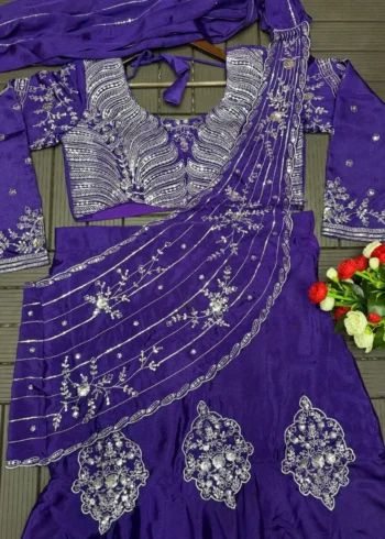 Indowestern Embroidery Sequence Work Fancy Lehenga Choli