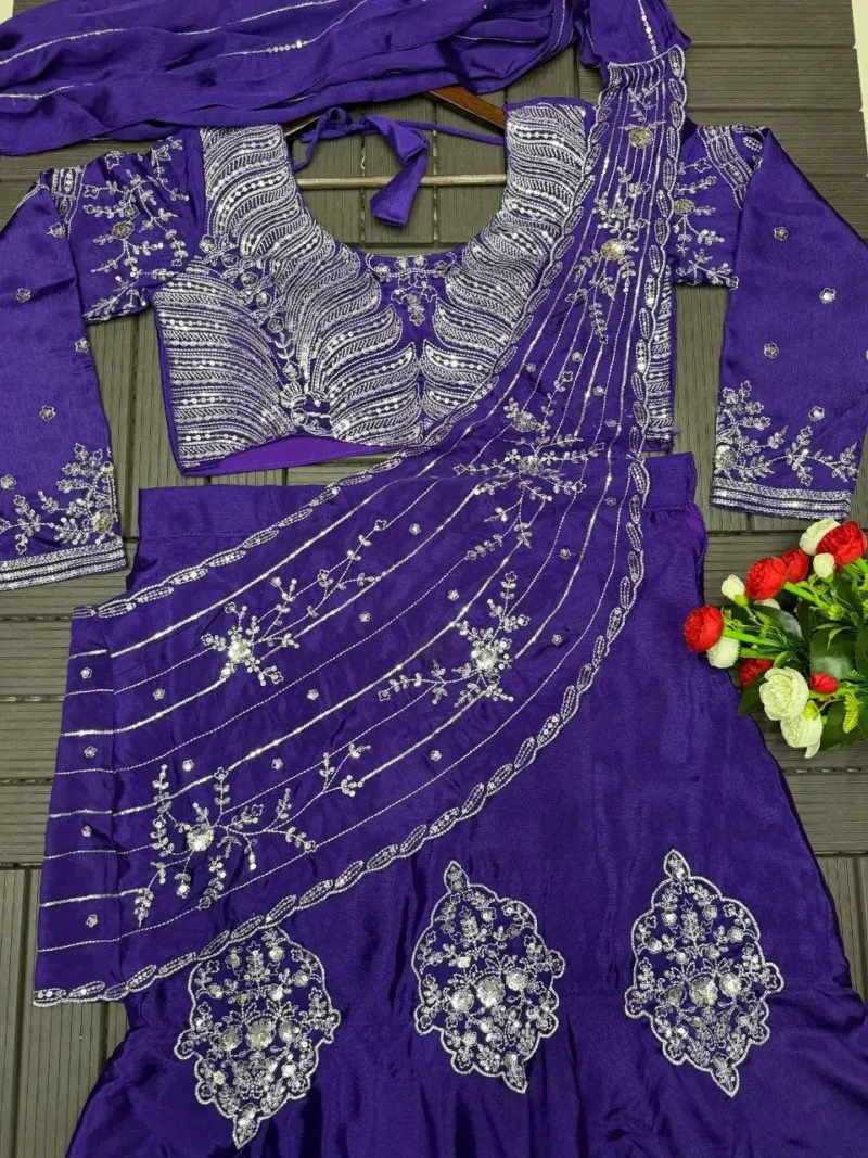 Indowestern Embroidery Sequence Work Fancy Lehenga Choli