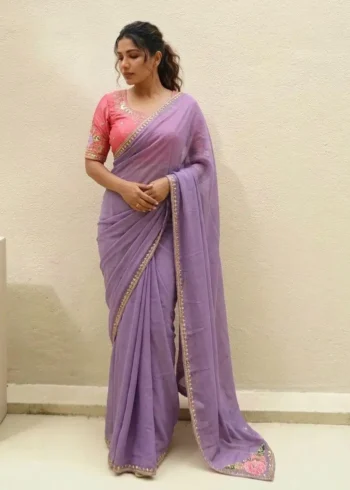 Lavender Soft Party Wear Rangoli Silk Saree
