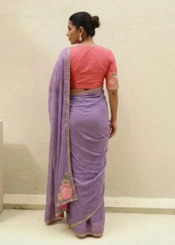 Lavender Soft Party Wear Rangoli Silk Saree