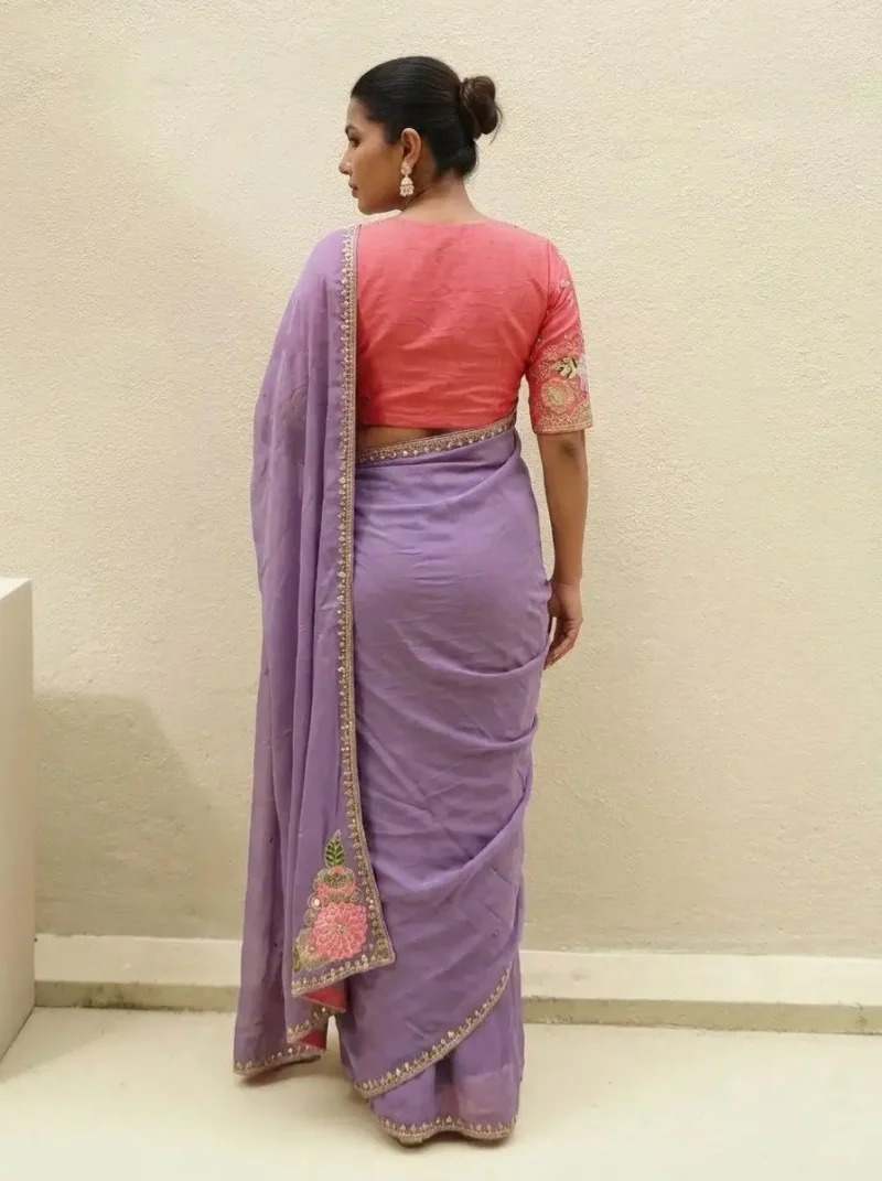 Lavender Soft Party Wear Rangoli Silk Saree
