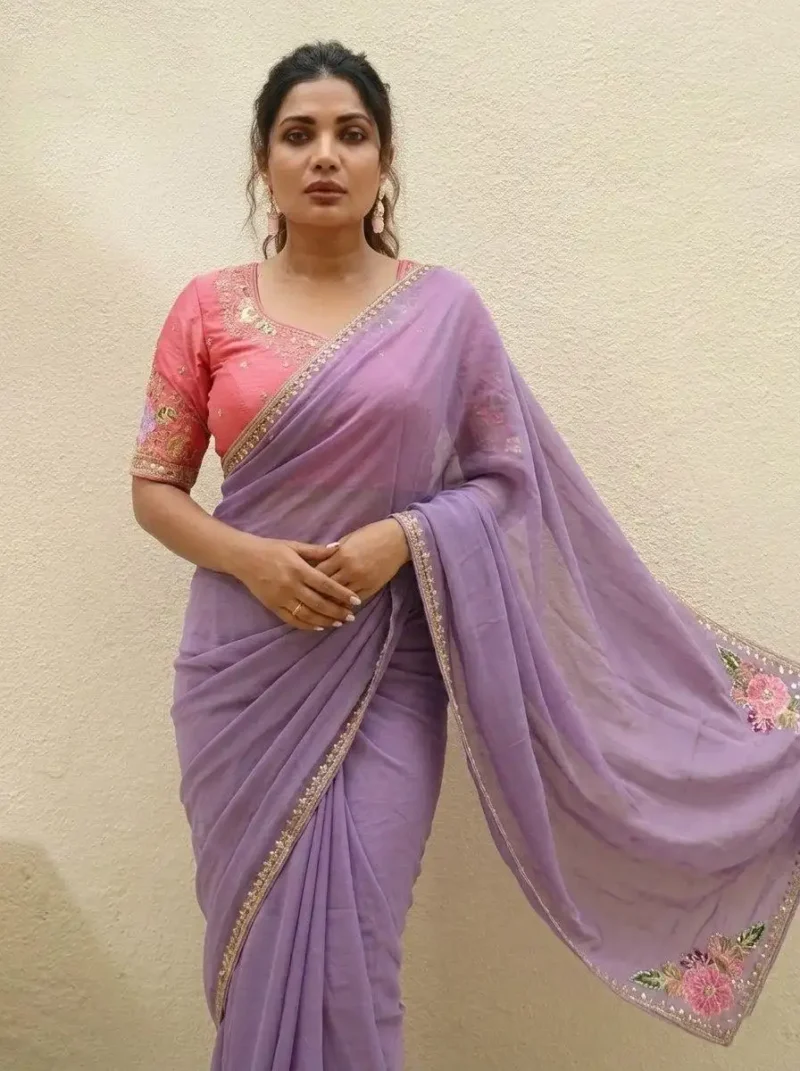 Lavender Soft Party Wear Rangoli Silk Saree