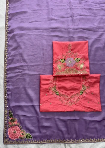 Lavender Soft Party Wear Rangoli Silk Saree