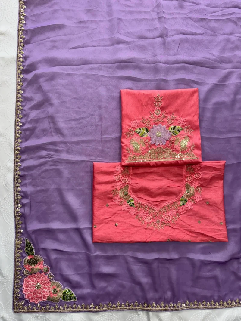 Lavender Soft Party Wear Rangoli Silk Saree