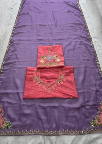 Lavender Soft Party Wear Rangoli Silk Saree