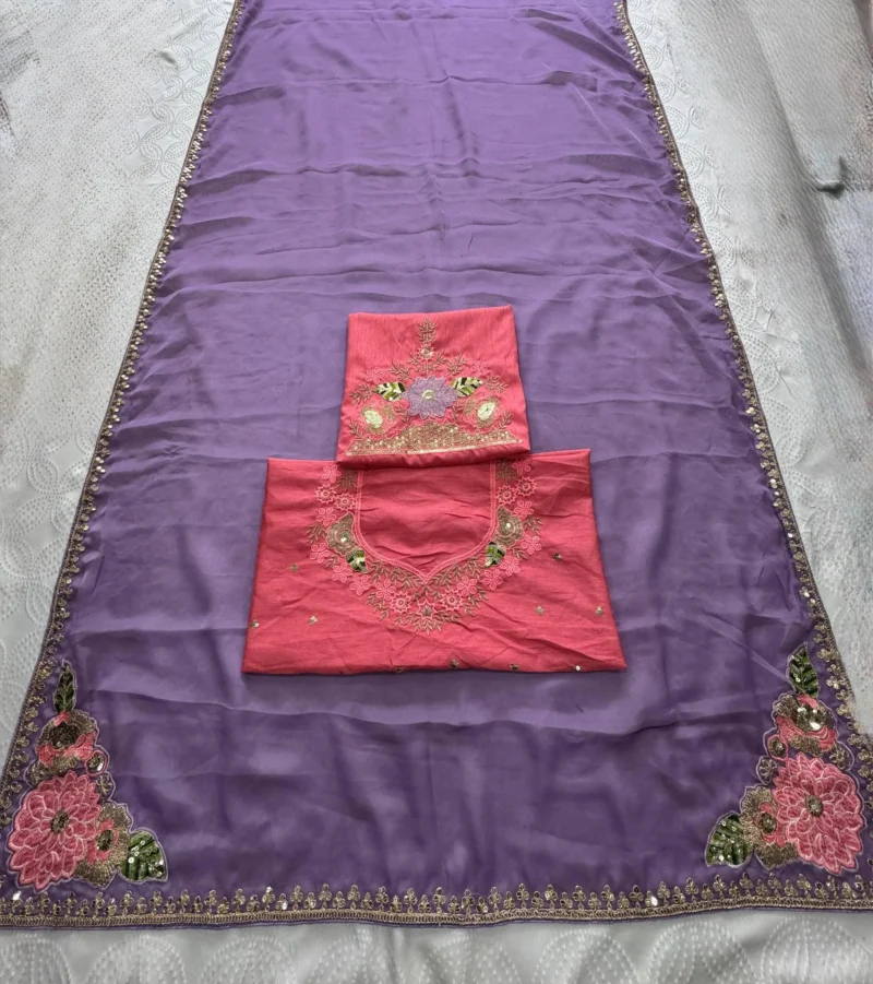 Lavender Soft Party Wear Rangoli Silk Saree