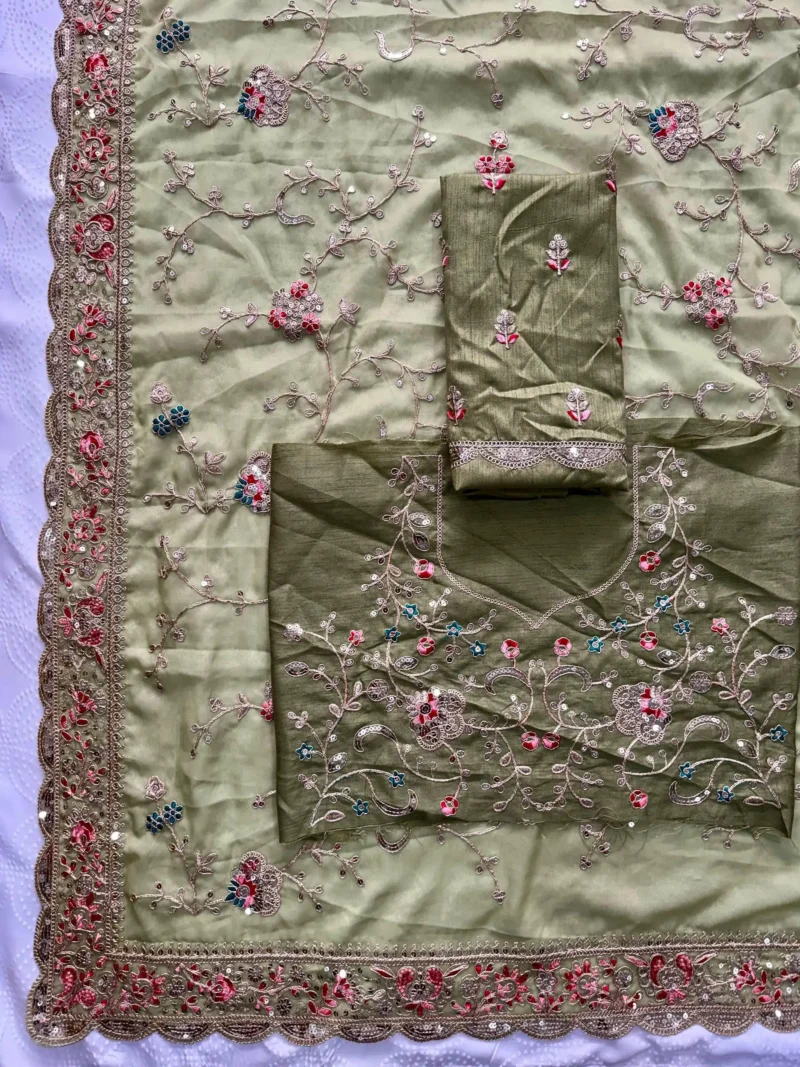 Pista Green Soft Star Georgette Party Wear Designer Saree