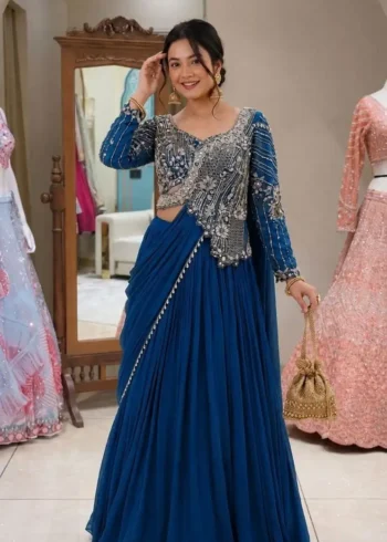 Sequence Embroidered Indowestern Wedding Lehenga Choli