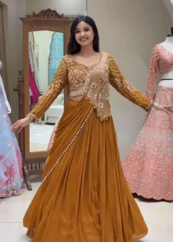 Sequence Embroidered Indowestern Wedding Lehenga Choli