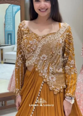 Sequence Embroidered Indowestern Wedding Lehenga Choli