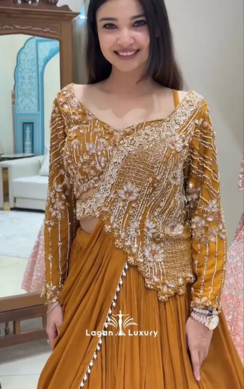 Sequence Embroidered Indowestern Wedding Lehenga Choli