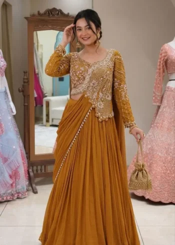 Sequence Embroidered Indowestern Wedding Lehenga Choli
