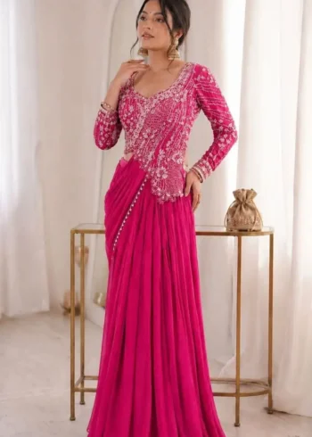 Sequence Embroidered Indowestern Wedding Lehenga Choli