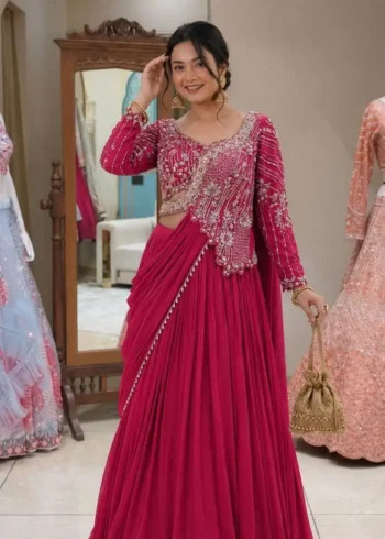 Sequence Embroidered Indowestern Wedding Lehenga Choli