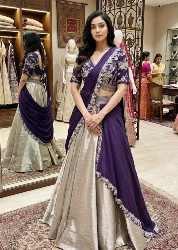 Trending Grey Designer Party Wear Stitched Lehenga Choli