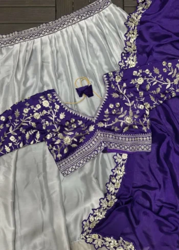Trending Grey Designer Party Wear Stitched Lehenga Choli