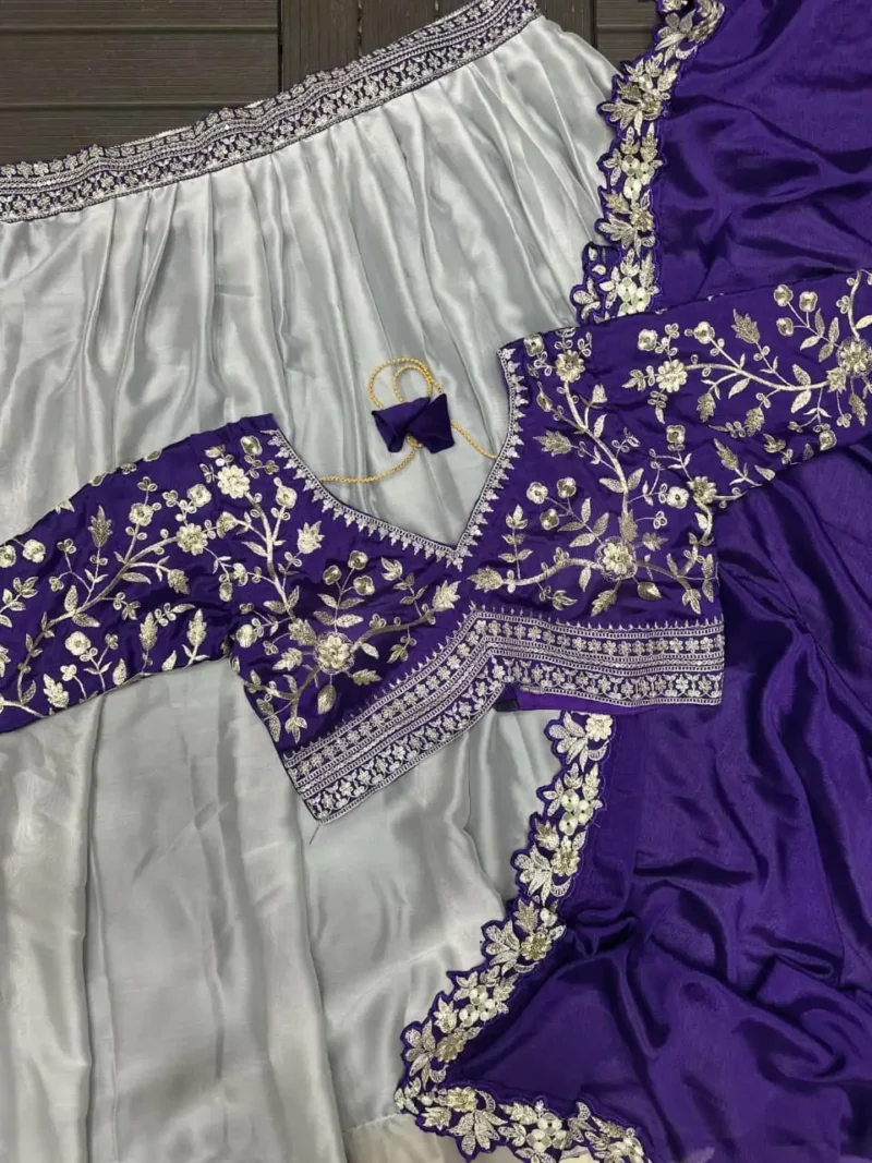 Trending Grey Designer Party Wear Stitched Lehenga Choli