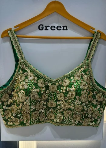 Beautiful Beads And Jari Work Spaghetti Pattern Sleeveless Blouse