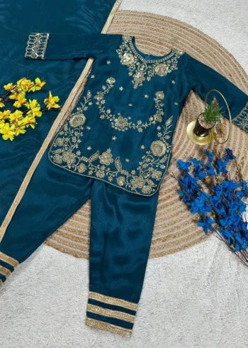 Chinos Silk Stitched Eid Special Top And Palazzo For Kids