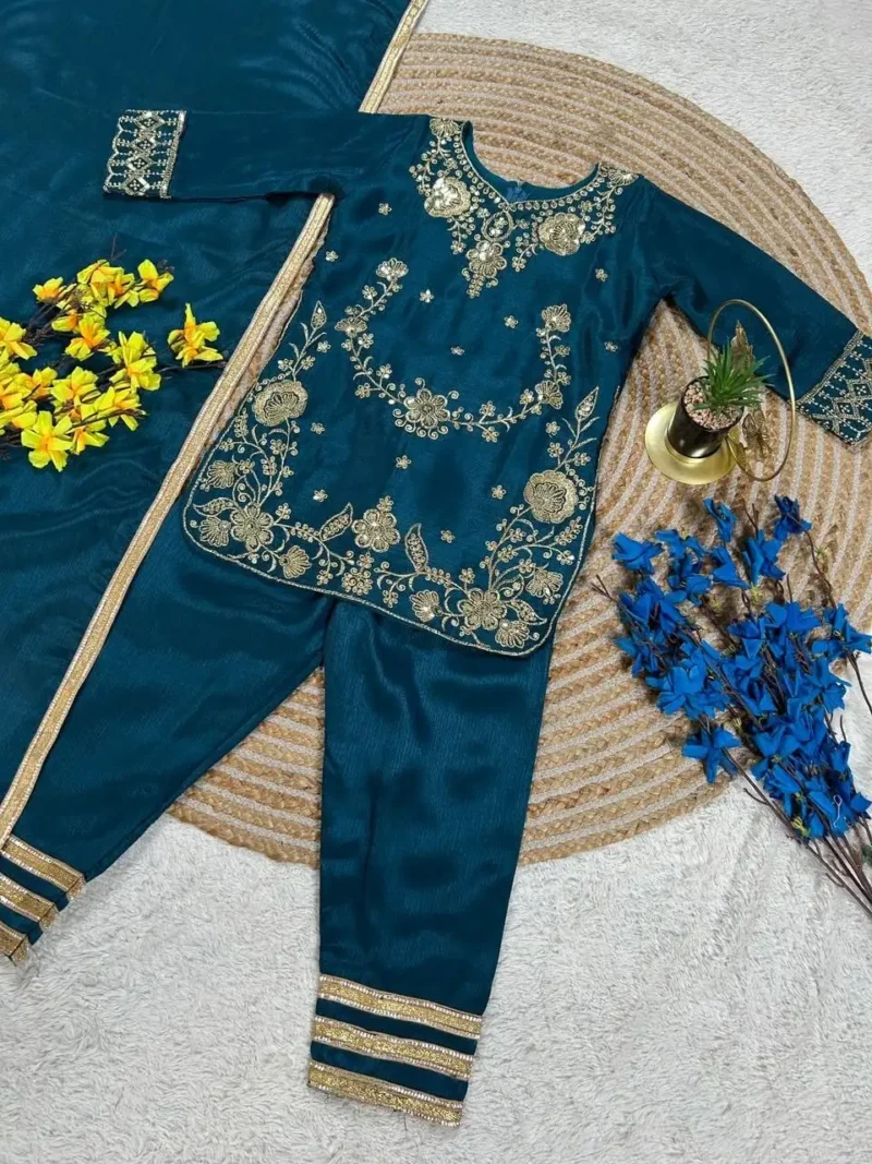 Chinos Silk Stitched Eid Special Top And Palazzo For Kids