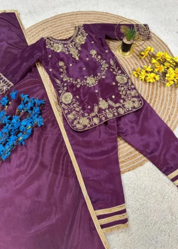 Chinos Silk Stitched Eid Special Top And Palazzo For Kids
