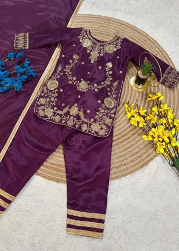 Chinos Silk Stitched Eid Special Top And Palazzo For Kids