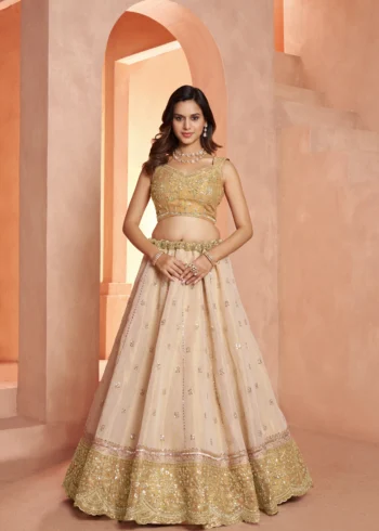 Dreamy Designer Girlish Lehenga With Handcrafted Embellishments For Engagement