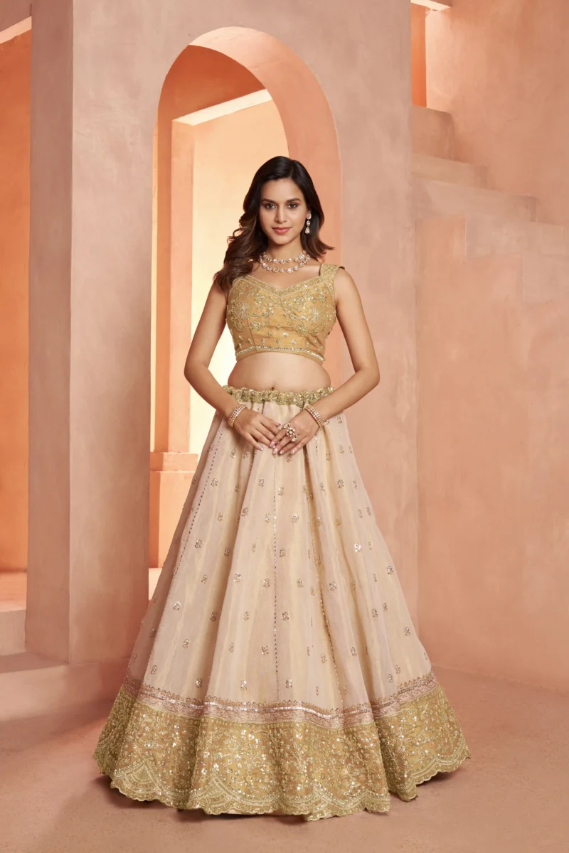Dreamy Designer Girlish Lehenga With Handcrafted Embellishments For Engagement