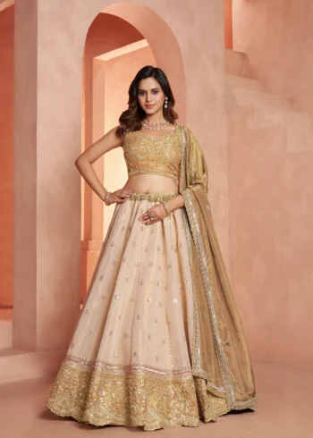 Dreamy Designer Girlish Lehenga With Handcrafted Embellishments For Engagement