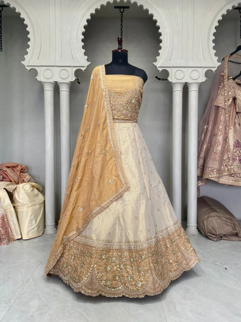 Dreamy Designer Girlish Lehenga With Handcrafted Embellishments For Engagement