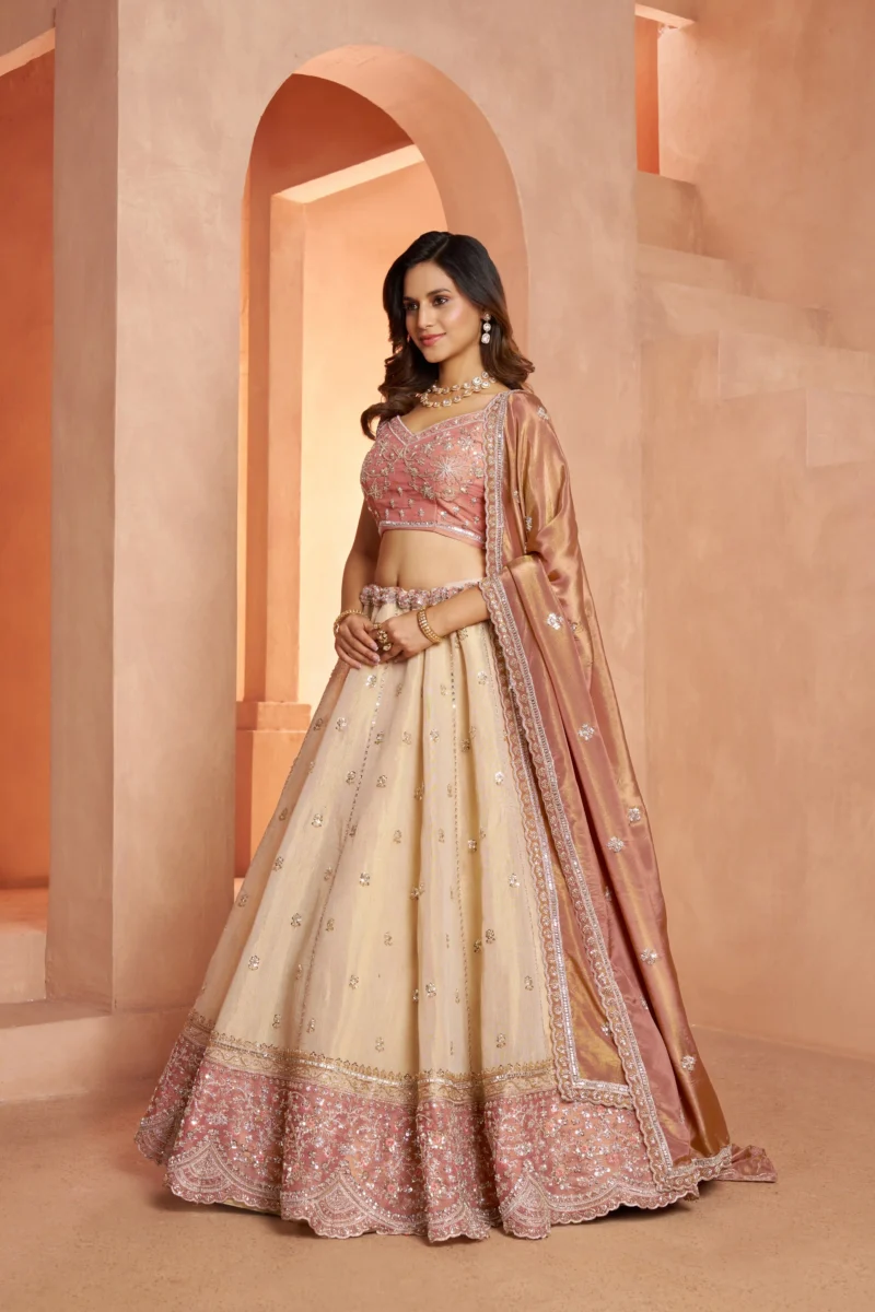 Dreamy Designer Girlish Lehenga With Handcrafted Embellishments For Engagement