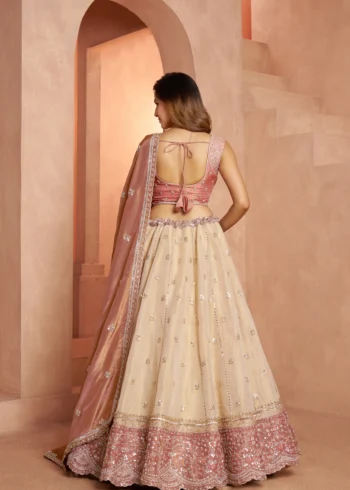 Dreamy Designer Girlish Lehenga With Handcrafted Embellishments For Engagement