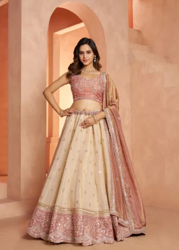 Dreamy Designer Girlish Lehenga With Handcrafted Embellishments For Engagement