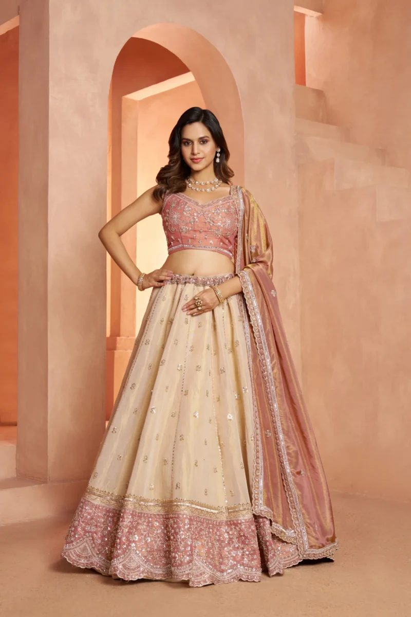 Dreamy Designer Girlish Lehenga With Handcrafted Embellishments For Engagement