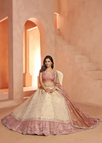 Dreamy Designer Girlish Lehenga With Handcrafted Embellishments For Engagement