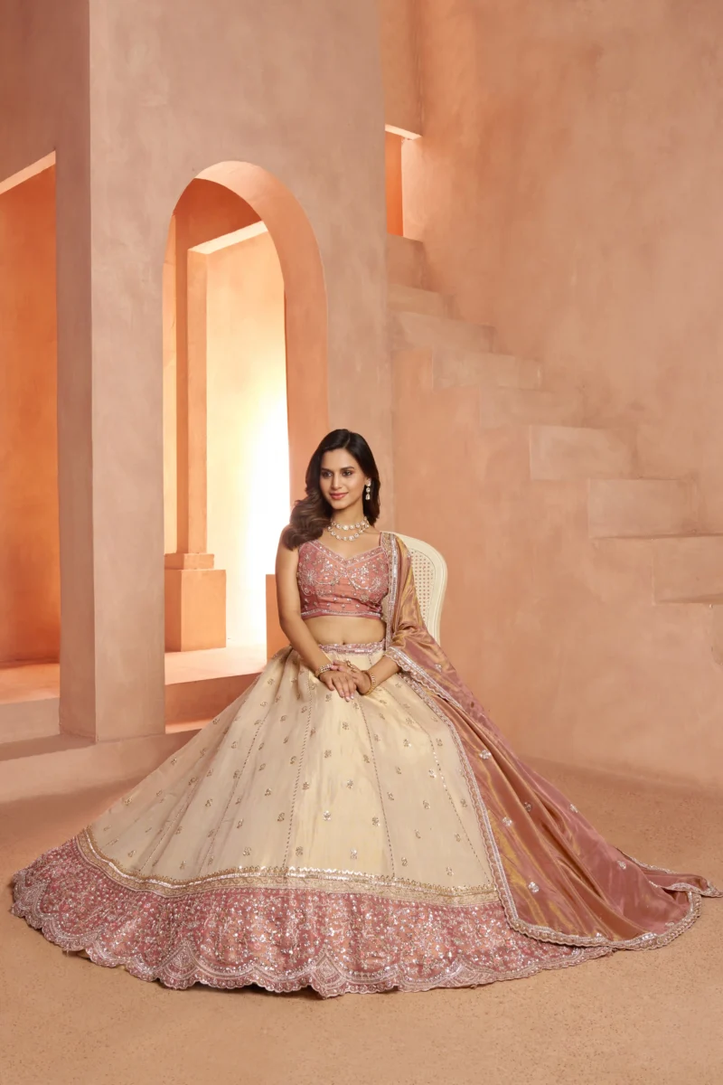 Dreamy Designer Girlish Lehenga With Handcrafted Embellishments For Engagement