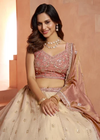 Dreamy Designer Girlish Lehenga With Handcrafted Embellishments For Engagement