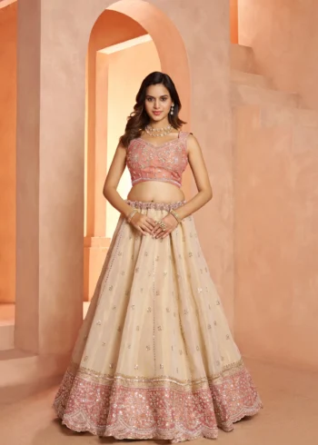 Dreamy Designer Girlish Lehenga With Handcrafted Embellishments For Engagement