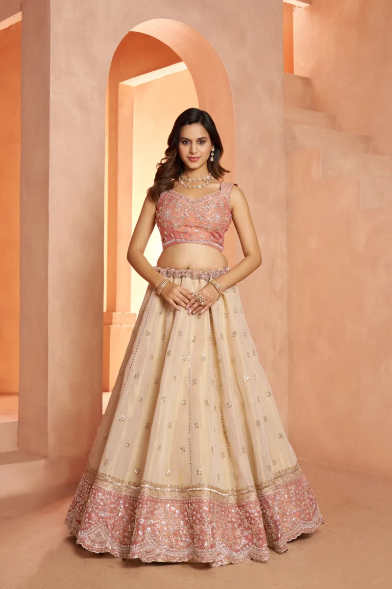 Dreamy Designer Girlish Lehenga With Handcrafted Embellishments For Engagement