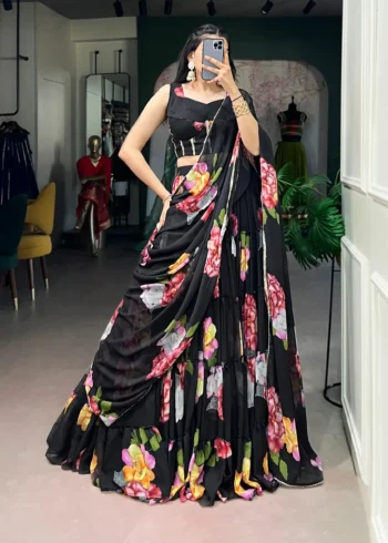 Floral Printed Chiffon Festive Lightweight Lehenga Choli