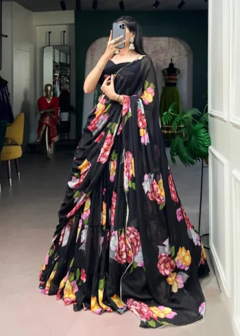 Floral Printed Chiffon Festive Lightweight Lehenga Choli