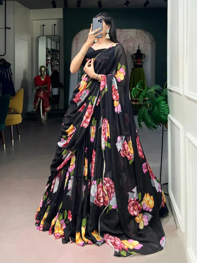 Floral Printed Chiffon Festive Lightweight Lehenga Choli