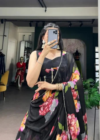 Floral Printed Chiffon Festive Lightweight Lehenga Choli
