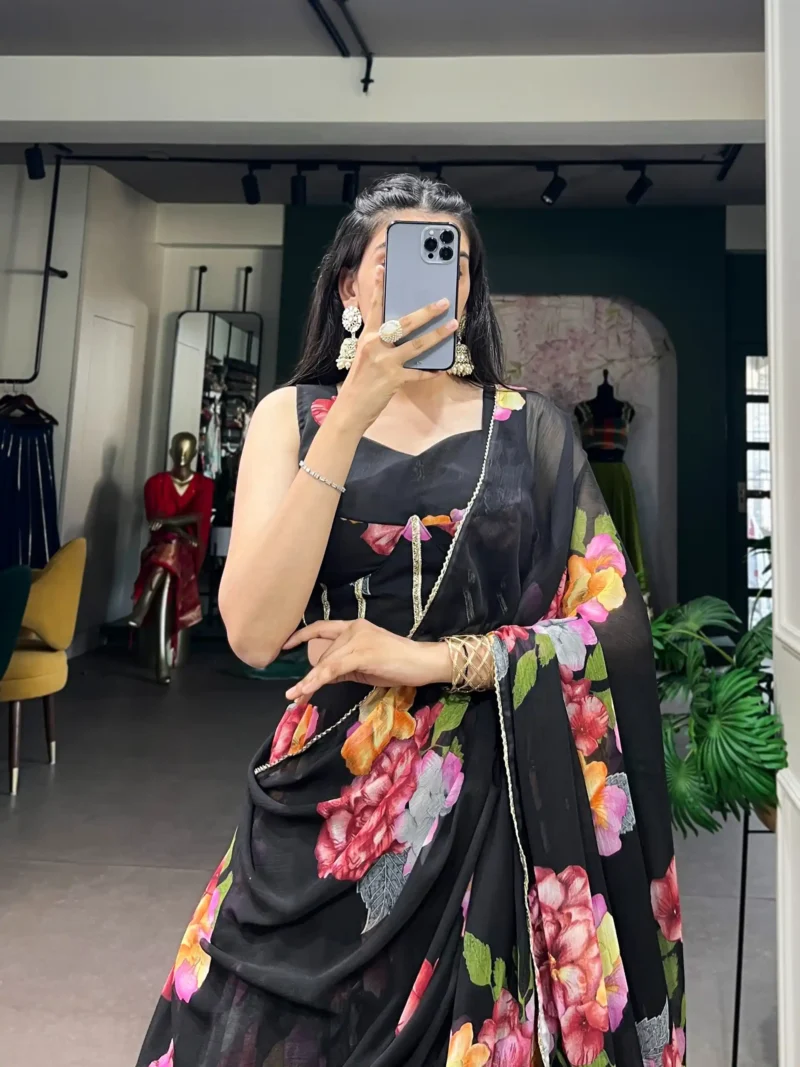 Floral Printed Chiffon Festive Lightweight Lehenga Choli