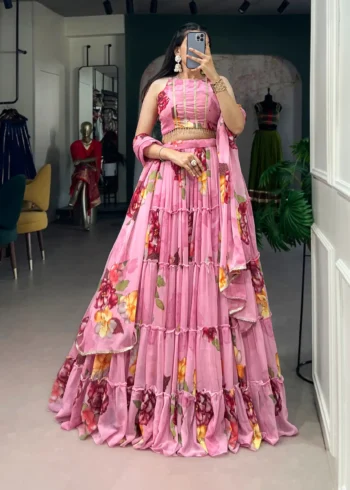 Floral Printed Chiffon Festive Lightweight Lehenga Choli