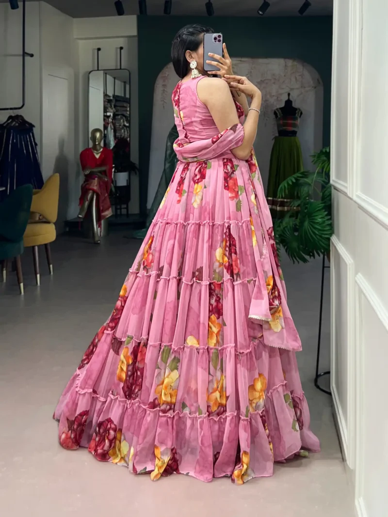 Floral Printed Chiffon Festive Lightweight Lehenga Choli