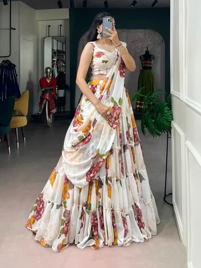 Floral Printed Chiffon Festive Lightweight Lehenga Choli