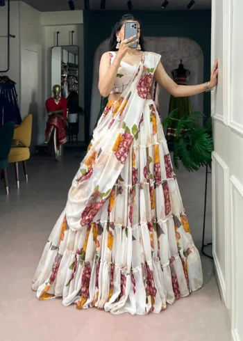Floral Printed Chiffon Festive Lightweight Lehenga Choli